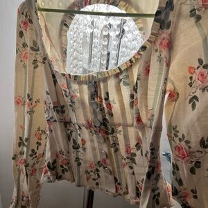 For Love And Lemons Cream Floral Blouse